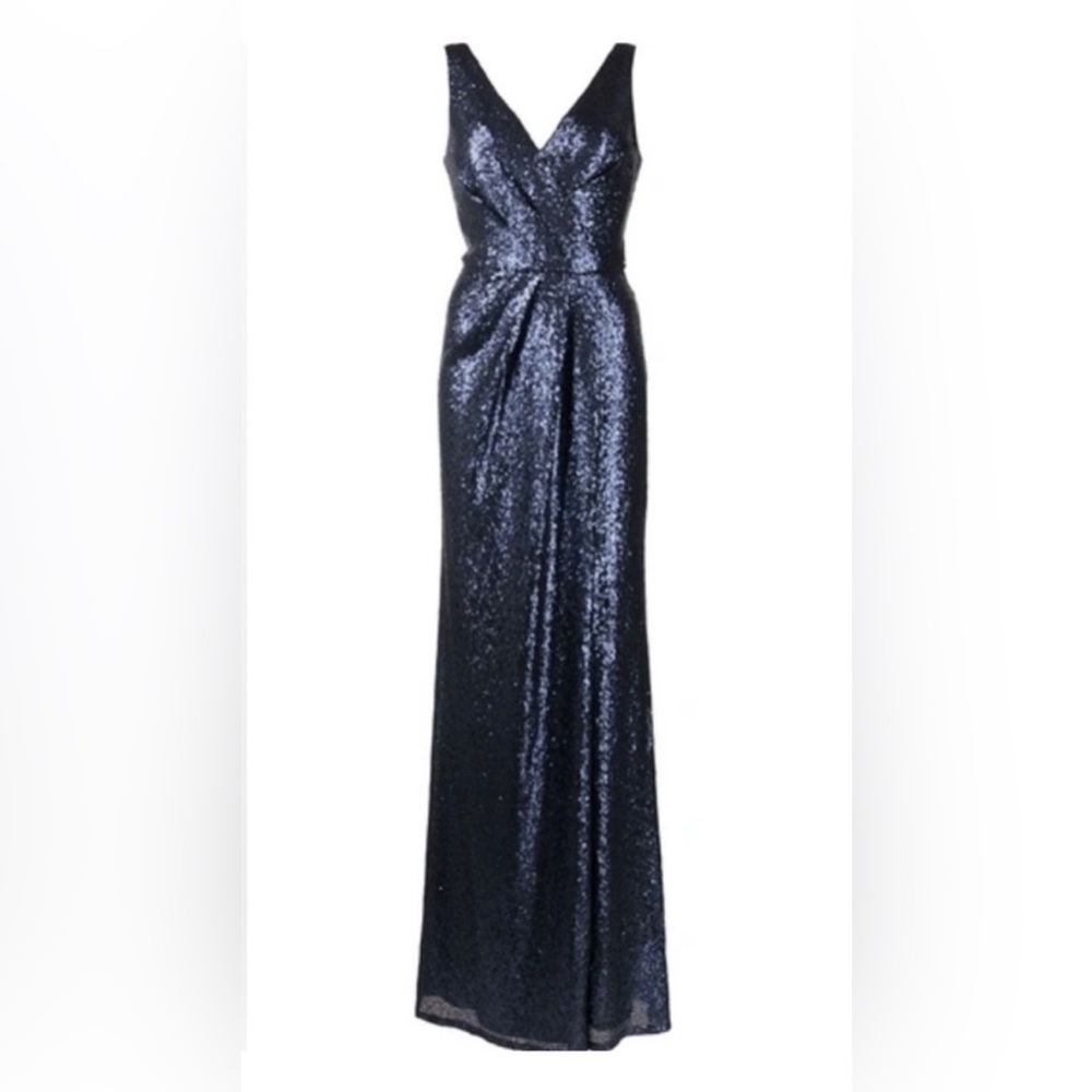 MARCHESA NOTTE BRIDESMAID**Elegant Navy Sequin Evening Gown***US 6 $385 NWT - Picture 3 of 7